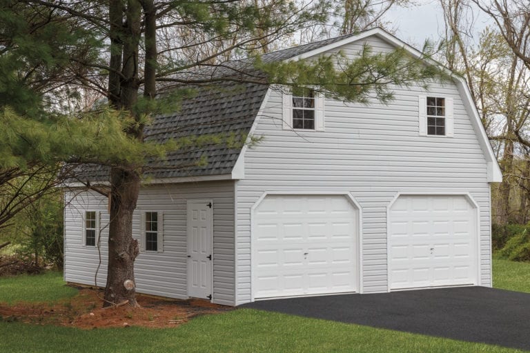 Vinyl Gambrel 2 Story Modular Garage - Backyard Escapes