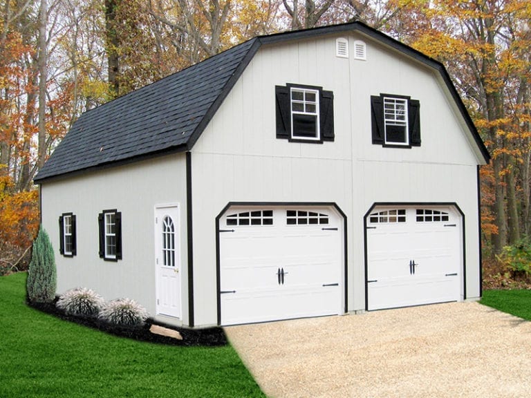 Painted Gambrel Story Modular Garage Backyard Escapes