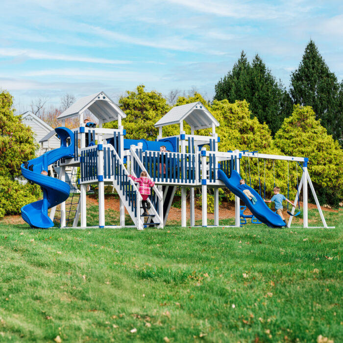 Large swing set with bridge
